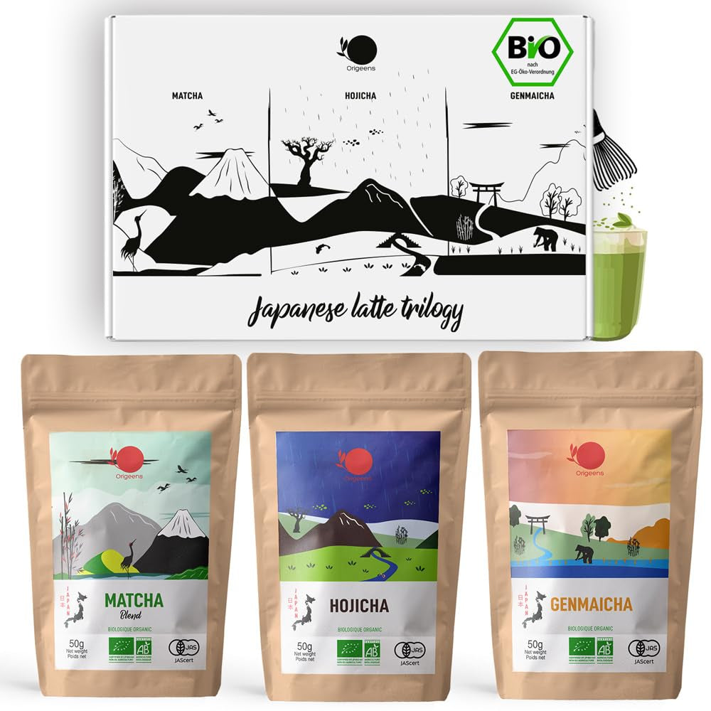 ORIGEENS Ceai japonez organic Matcha Usagi (Latte Intensiv) - Single Origin Shizuoka - Pudră Matcha organică - Pungă de 80 g