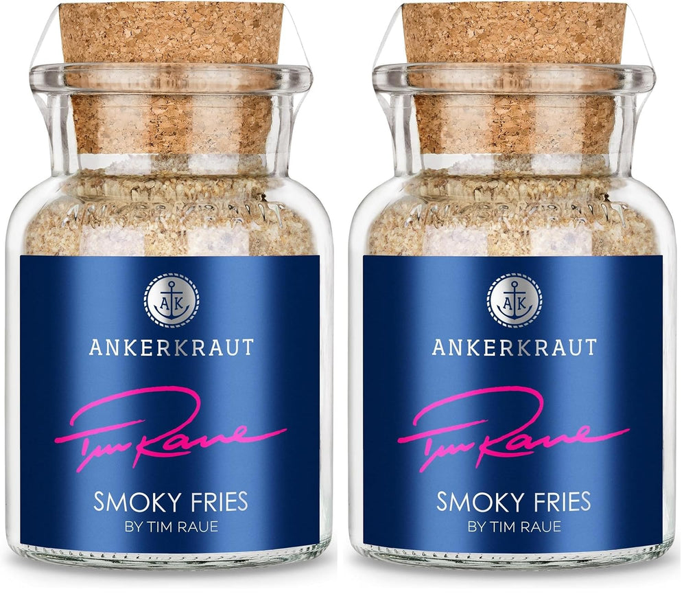 Ankerkraut Smoky Fries by Tim Raue, Mischung würzender Ingredient für Pommes Frites, Gourmet Pommes mit Rauch-Aroma, 145 g in Korkenglas