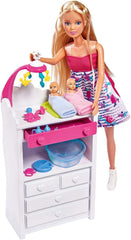 Simba 105733333 - Steffi Love Welcome Twins, Pregnant doll, With twins, With changing table and bathtub, Accessory, Dress up doll, 29Cm, For children from 3 years and up Dolls Naty Shop Single