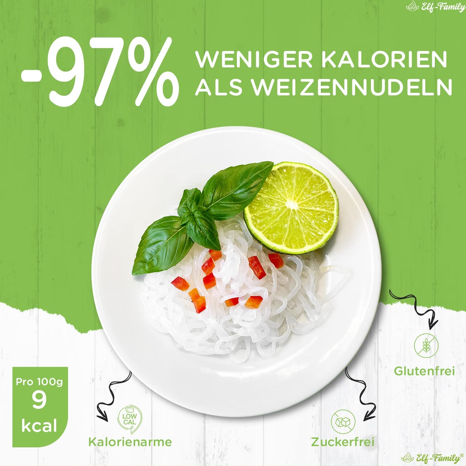 Elf-Family 6 Boxes (12 Pcs) Organic Konjac Ultra Low Carb Shirataki Noodles Vegan Gluten Free - 1.62 kg, No Carb/Keto/Low Calorie/Fat Free/Sugar Free Instant Noodles - Spaghetti and Fettuccine