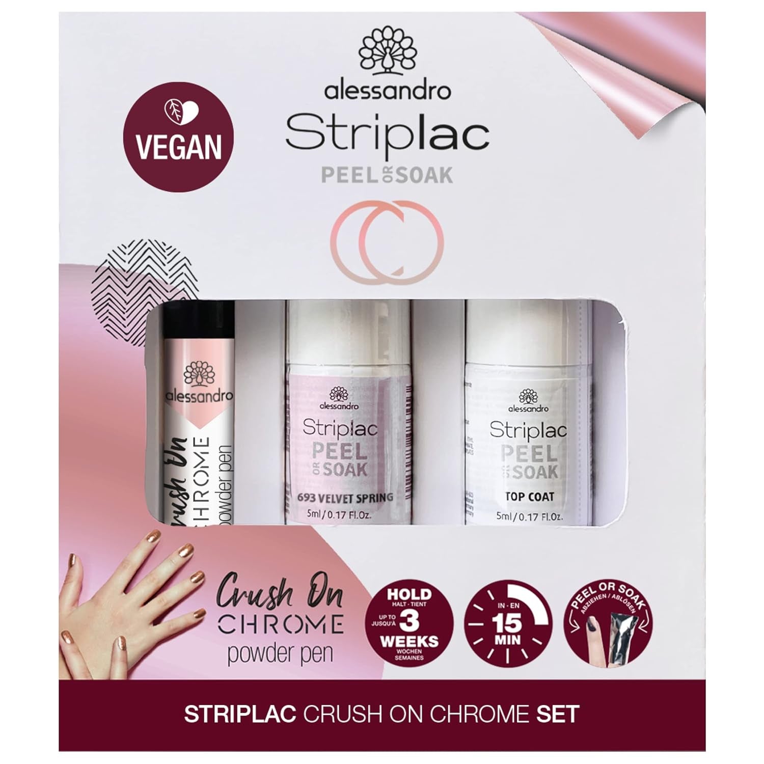 Set alessandro Striplac Peel or Soak Silver Crush On Chrome – Perfect nails in 15 minutes