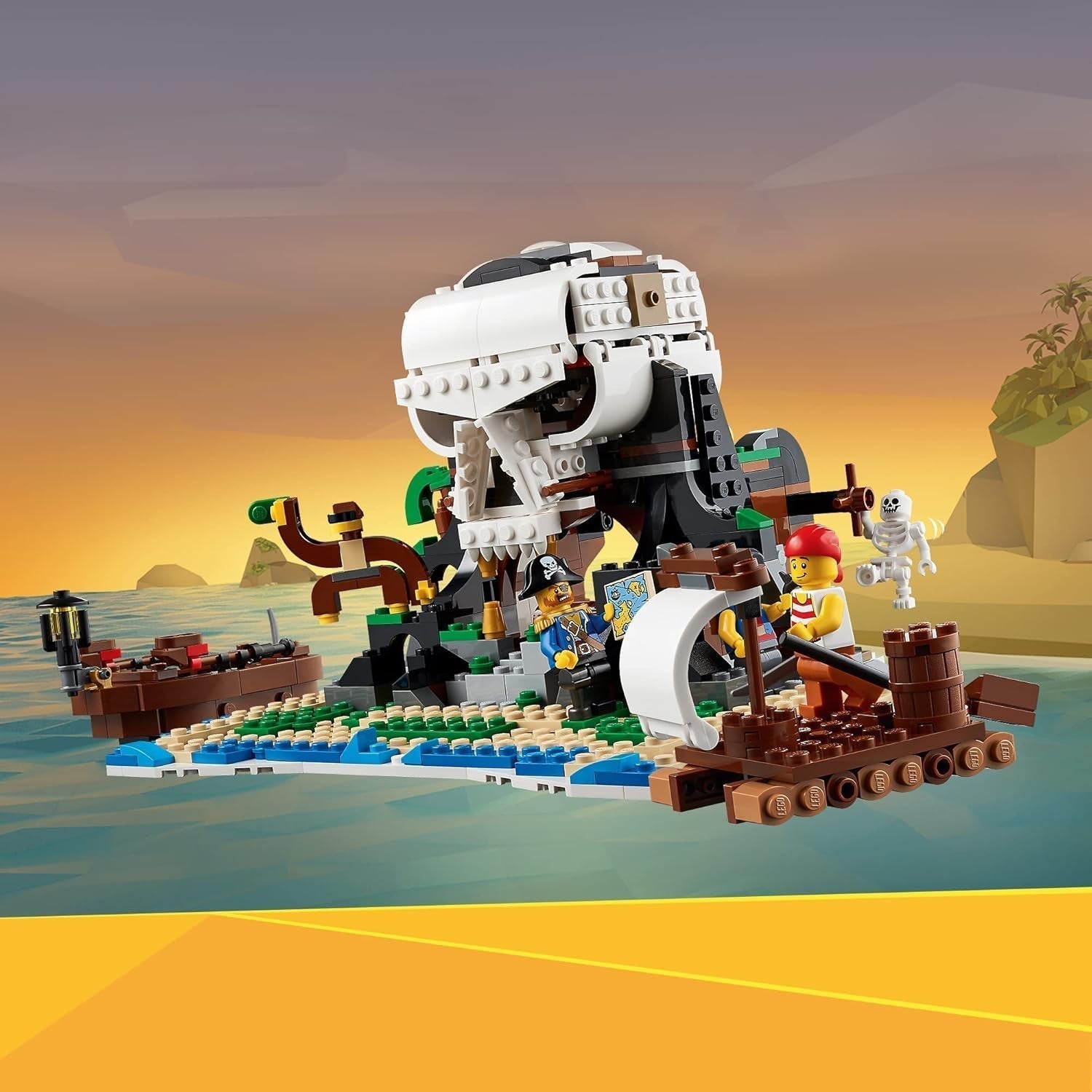 LEGO Creator 3-in-1 Pirate Ship Set, Toy with 3 Build Options, Build a Pirate Tavern or Skull Pirate Island, Includes 3 Role-playing Adventure Minifigures 31109 Building Sets Besuche den LEGO-Store