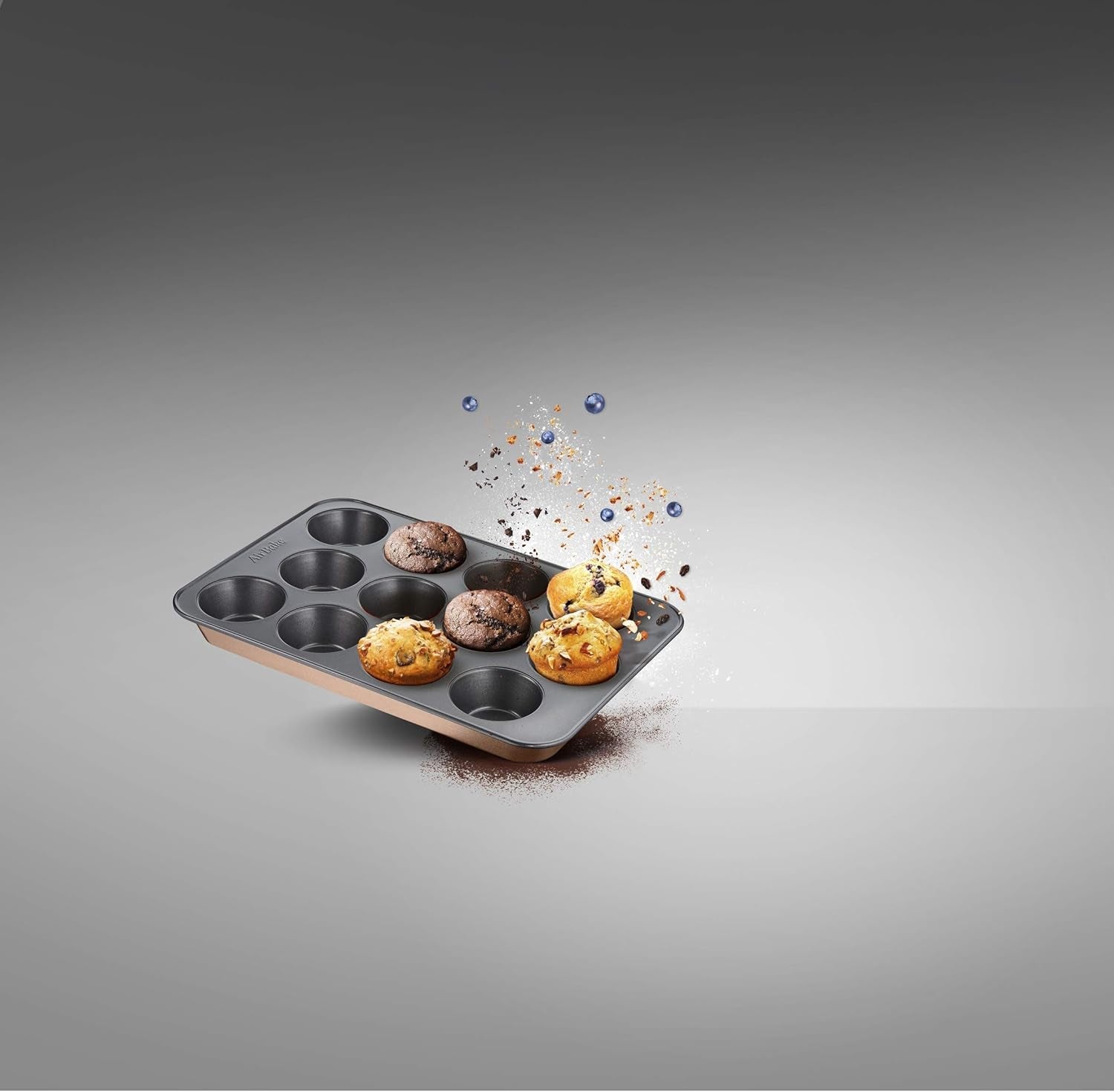 Tefal Airbake J2555014 Muffinform, Antihaftbeschichtung, Karbonstahl, Braun, 29 X 41 Cm Molds and trays for baking Naty Shop