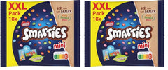 Nestlé SMARTIES Mini XXL Pouches, Chocolate Colored Lentils, Ideal for Sharing and Enjoying with Family and Friends, Natural Colors, Recyclable Packaging, Pack of 2 (1 x 259g)