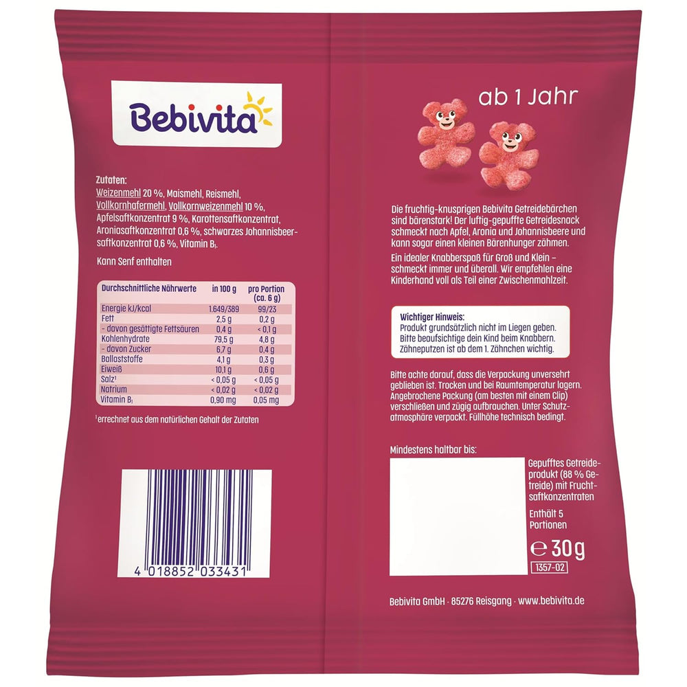 Cereal bears with superfruits (9 x 30g) – snacks for children from 1 year, sweetened only with fruit, ideal fun for the whole family