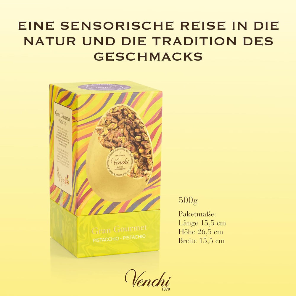 Venchi - Chocolate egg, pistachio flavor, with whole pistachio, with surprise, gluten free, 500g, Easter collection, gift idea