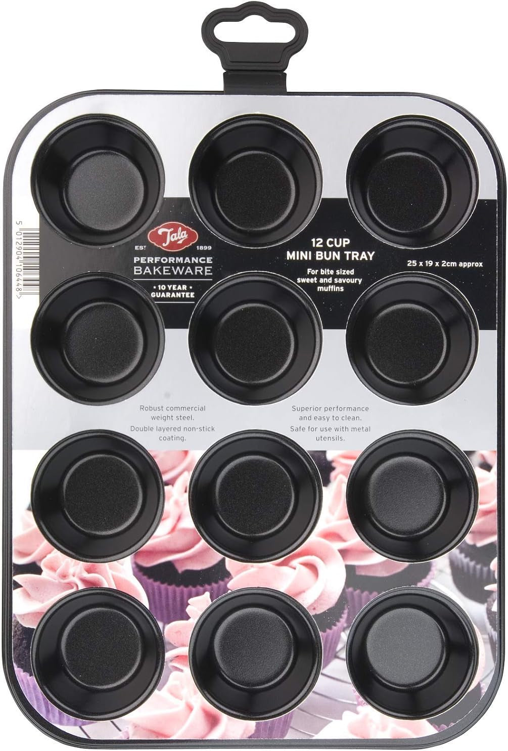 Tala Performance Muffin-Blech, 6 Löcher, Jumbo-Größe, Karbonstahl Von Professioneller Stärke, Mit Antihaftender Eclipse-Beschichtung, Schwarz Molds and baking trays Naty Shop 12 Minibecher