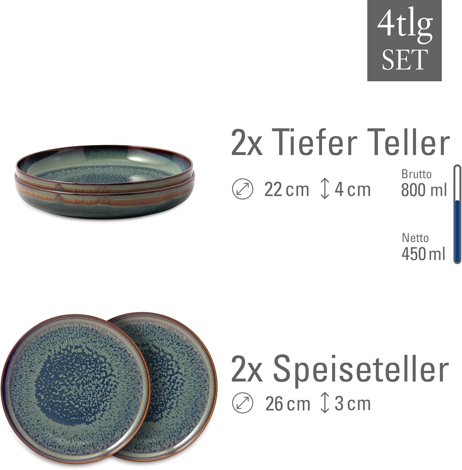 Set de veselă Crafted Breeze de la Villeroy & Boch, 4 piese, pentru 2 persoane, verde