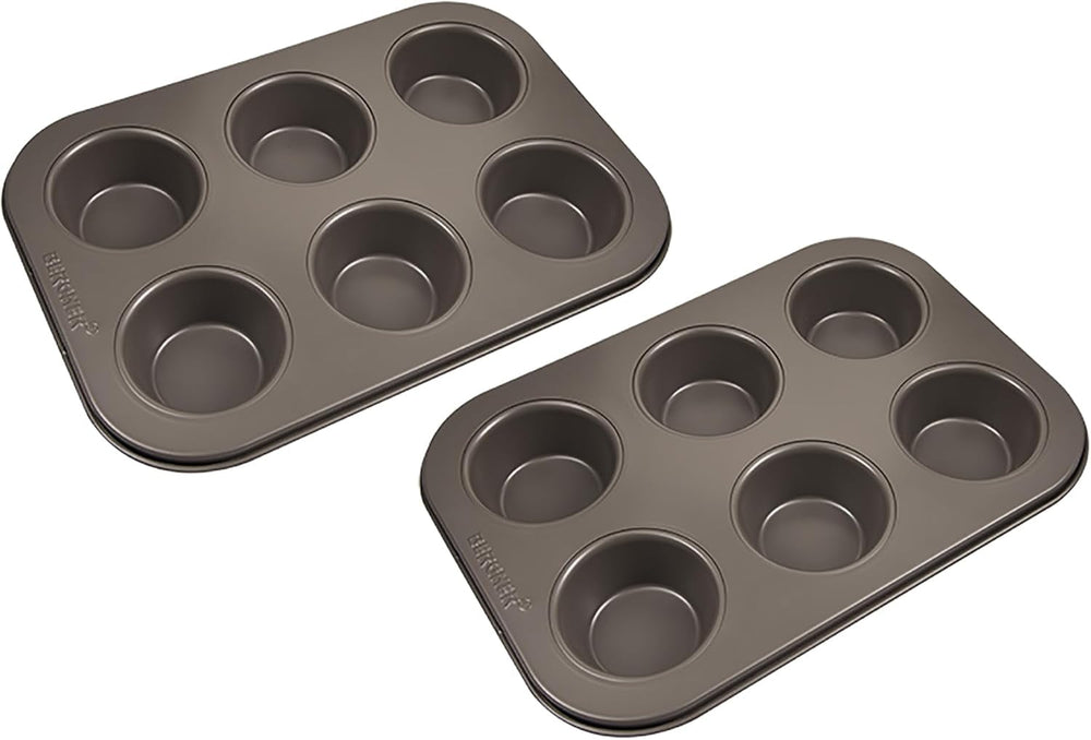 BERGNER BAKING LOVERS - Set Von 2 X 6 Cup Muffinformen - Kohlenstoffstahl Mit Ilag Essential, PFOA Frei, Leicht Zu Reinigen Molds and trays for baking Naty Shop 26.5 Cm | 18.5 Cm | 3 Cm