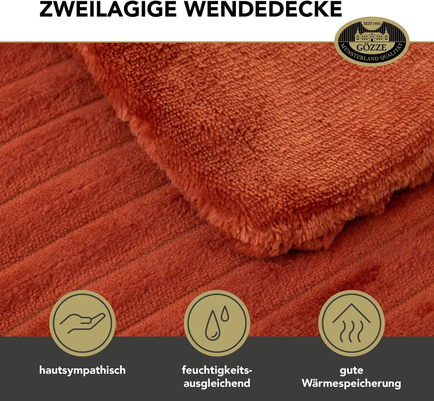 Gözze - Comfortable and soft blanket in corduroy look, 1620G/piece, 150 X 200 Cm - cinnamon Beds and Blankets Besuche den GÃ¶zze-Store
