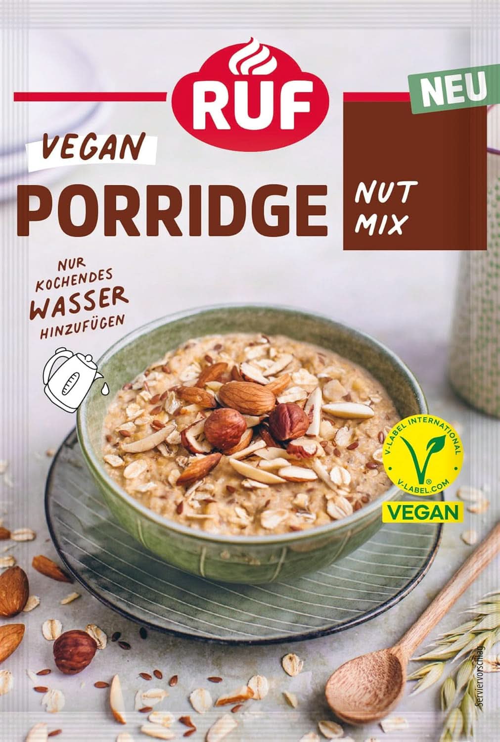 RUF Vegan Porridge Red Berry Oats, Porridge cu căpșuni și zmeură, 60 grame Cereale Naty Shop