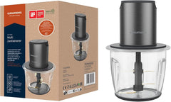 Grundig Delisia Novus CH 7140 Professioneller Multi-Zerkleinerer, 500 Watt, 4 Edelstahlmesser Mit Zirkonium-Beschichtung, 1L Glasbehälter, 2 Stufen, Anti-Slip-Unterlage, Dark Inox/Schwarz Kitchen Naty Shop