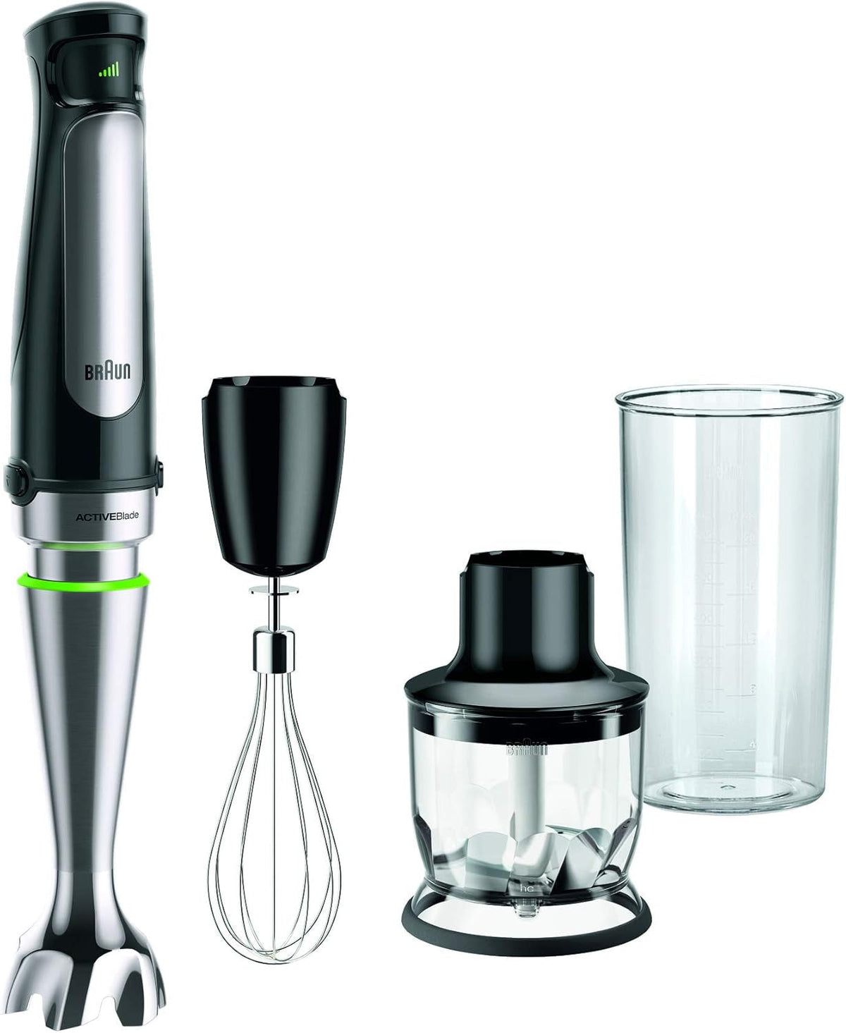 Braun Household Hogar Multiquick 7 Mixer, Spritzschutz, Spülmaschinenfest, Bpa-Frei, 600 Ml, Zerkleinerer 500 Ml, Eisklinge, MQ 7035XBI, 1000 W, Schwarz, MQ7035XBI Kitchen Naty Shop Modell 2019 7025 | 3 Accessories