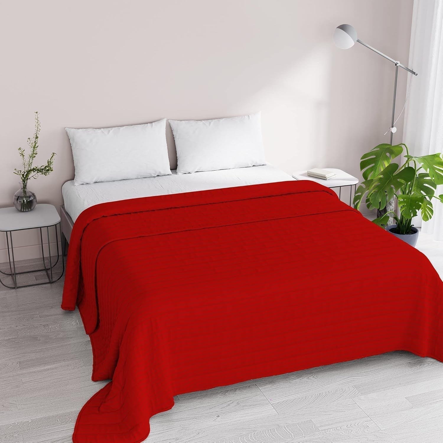 Summer quilt Satin Stripes, polyester, cream, 260X250 Cm Quilts and quilts Naty Shop Red 260X250 Cm