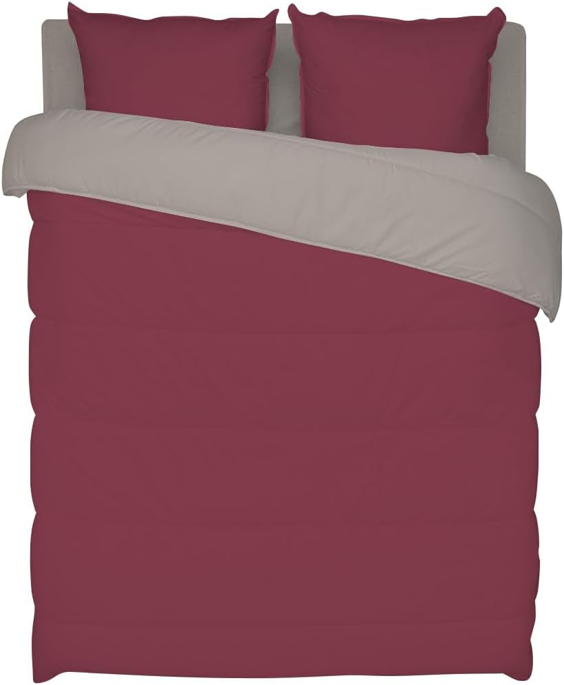 Bleu Câlin bicolor reversible quilt for 2 people, microfibre, burgundy/pepper, 220X240 cm Quilts and quilts Naty Shop