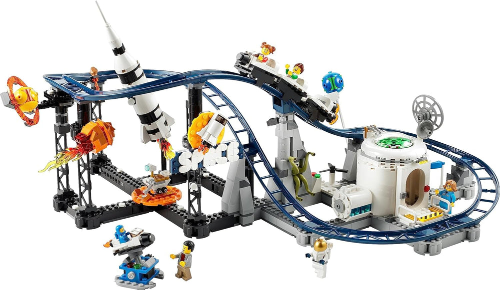 LEGO 31142 Creator 3-In-1 Space Rollercoaster Toy Kit for Kids with Working Carts, Converts to a Freefall Tower or Carousel with Rockets and Glowing Bricks Building Sets Besuche den LEGO-Store
