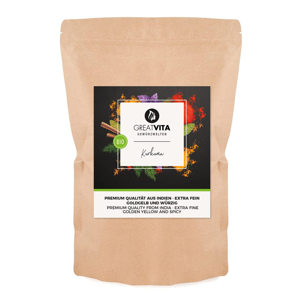 GreatVita Bio Turmeric Powder, 1000g finely ground, 100 percent natural