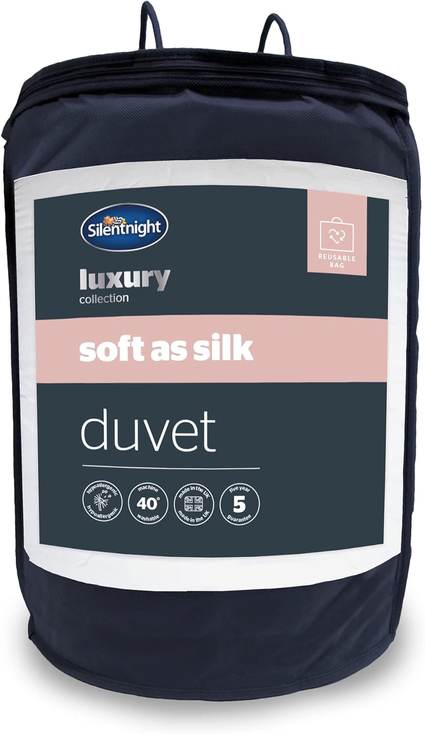 Duvet Silentnight Soft as Silk, 10.5 tog, for double beds, white, microfiber, white, king size Quilts and quilts Naty Shop 40X25X25 cm 13.5 Tog