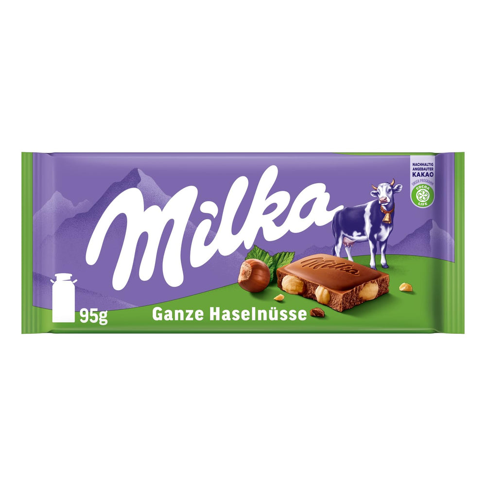 Milka Alpine Milk chocolate with whole hazelnuts - Chocolate with crunchy nuts - 17 x 95g