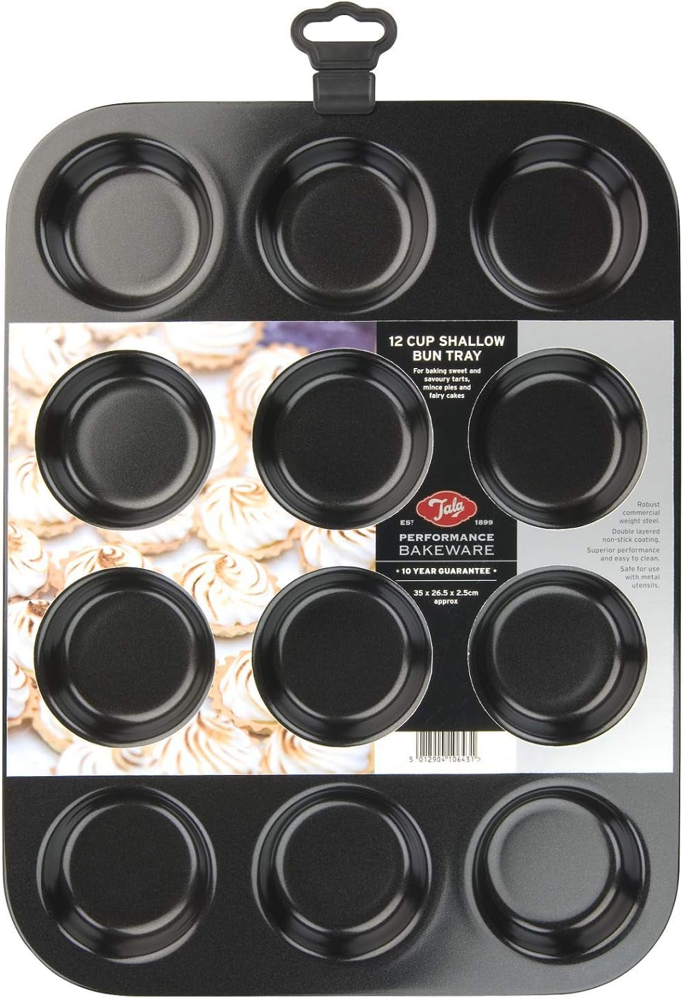 Tala Performance Muffin-Blech, 6 Löcher, Jumbo-Größe, Karbonstahl Von Professioneller Stärke, Mit Antihaftender Eclipse-Beschichtung, Schwarz Molds and baking trays Naty Shop 12 Becher, Flach