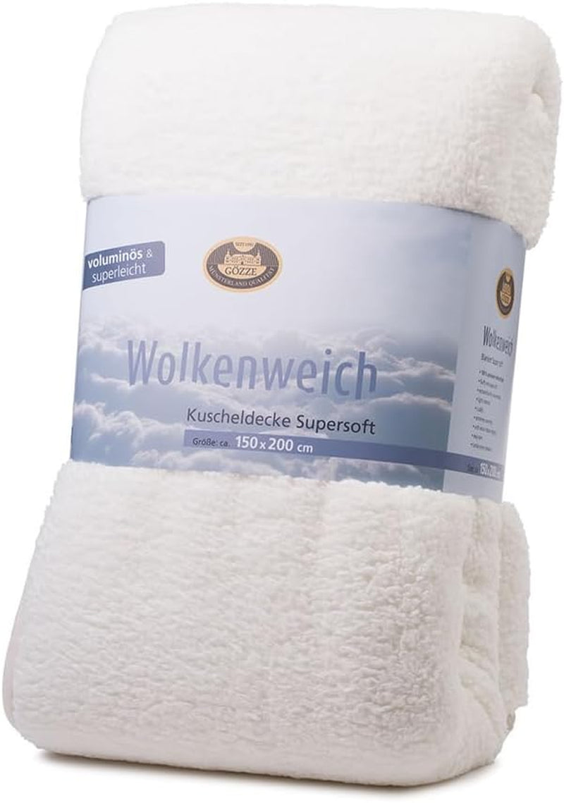 Gözze - Cloud soft cuddly blanket, imitation sheepskin, 100% polyester (microfibre), 150 X 200 Cm - Camel Duvets and quilts Naty Shop White wool