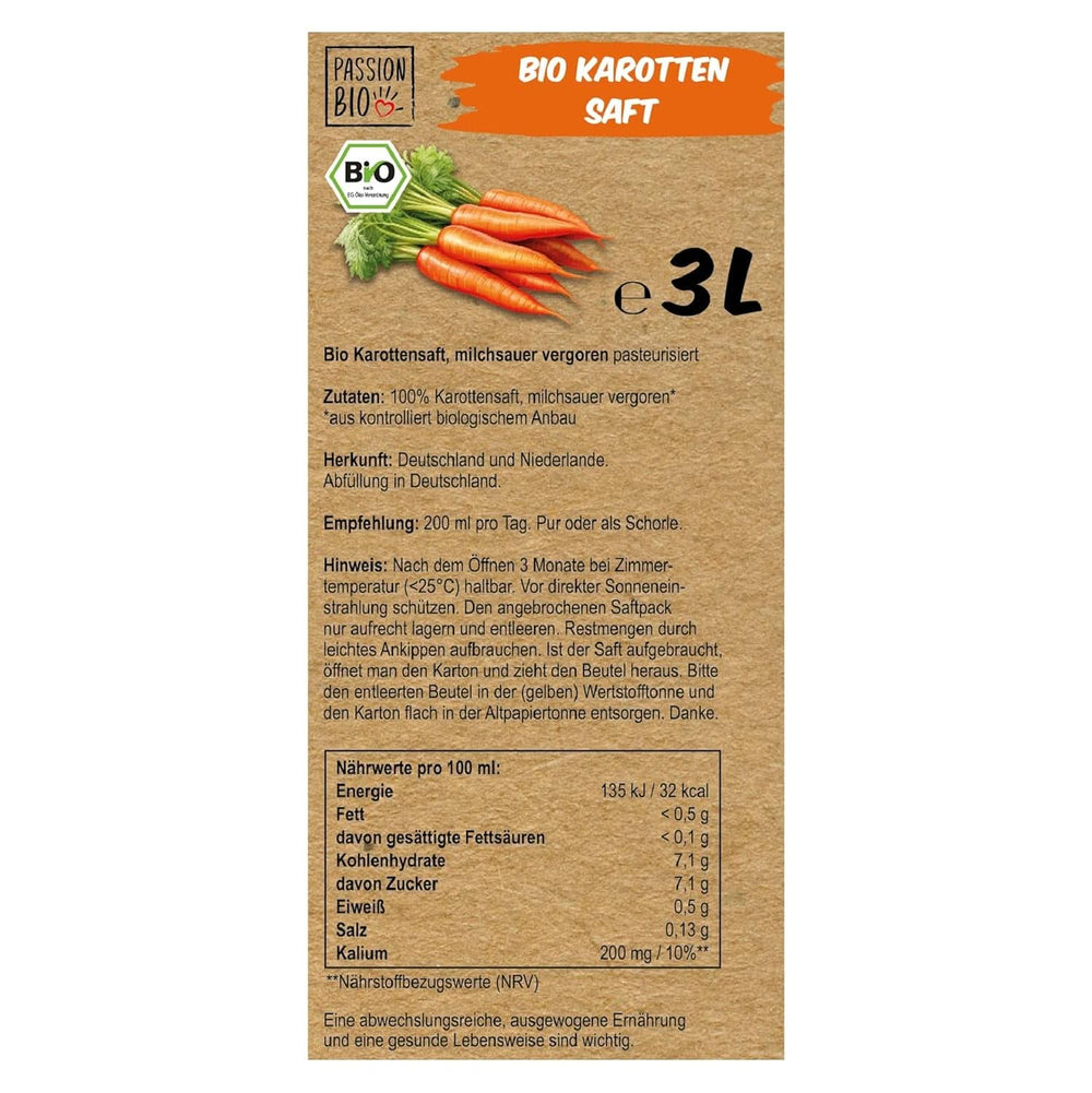 Organic carrot juice - Made from German and Dutch carrots, 3 liters Non-alcoholic drinks Naty Shop