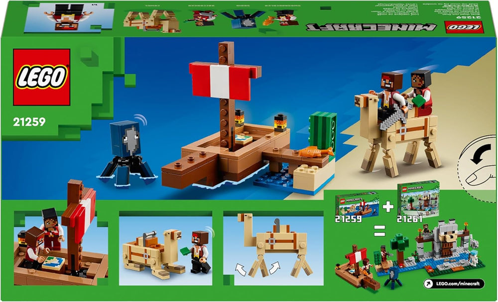 LEGO Minecraft The Pirate Ship Voyage Squid and Camel Pirate Figure Toy Ship Building Role Play Gift for Boys and Girls 8 Years Old 21259 Building Sets Besuche den LEGO-Store