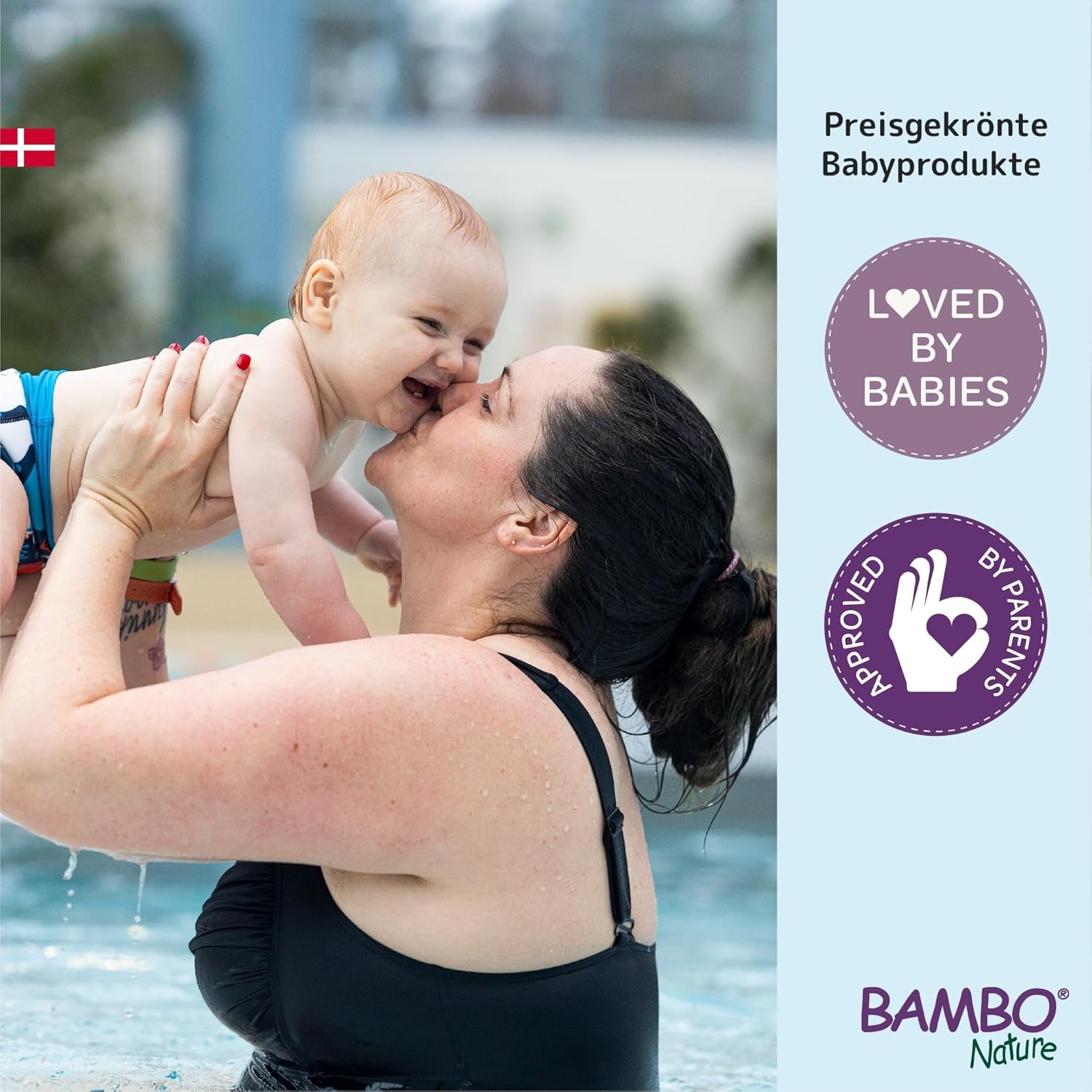 Bambo Nature Baby Swim Diapers, Size S (7-12kg), 12 Diapers | Secure Fit Disposable Swim Diapers | Waterproof comfort during water play