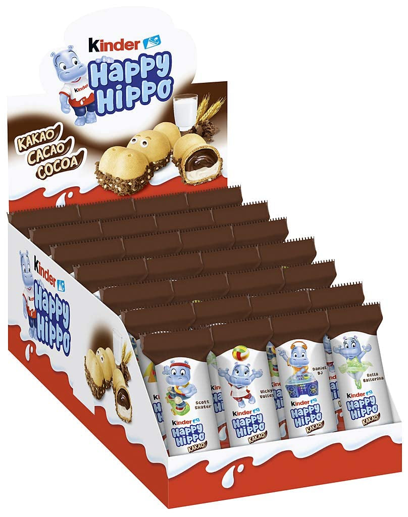 Kinder Happy Hippo Hazelnut - Specialty Crunchy Wafers with Milk and Hazelnut Cream - Carnival and Mardi Gras Sweets - 1 pack containing 5 individual bars of 20.7g each