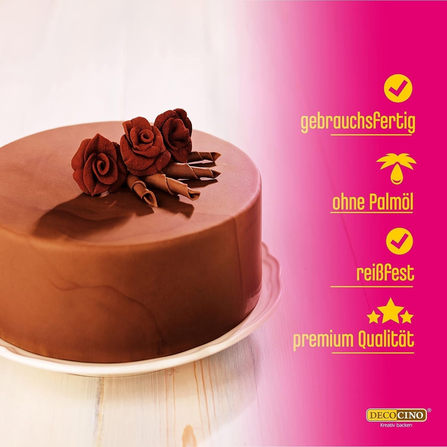 DECOCINO Fondant Schoko – 250 G – Ideal for Verzieren Von Kuchen, Torten, Cupcakes – Palmölfrei & Vegan Icing and Decor Naty Shop