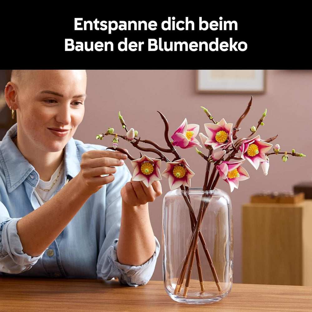 LEGO Botanicals Magnolienzweige - Kunstblumen Set für Erwachsene - 5 künstliche Magnolien für Deko im Wohn- oder Schlafzimmer - DIY Geschenkidee für Frauen - 11510