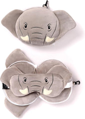 Pernă de călătorie, Rotundă, Din pluș, Elefant, Și mască pentru ochi, Unisex, O singură mărime, Unisex, Waist Unique Perne calatorie Naty Shop Titlu implicit