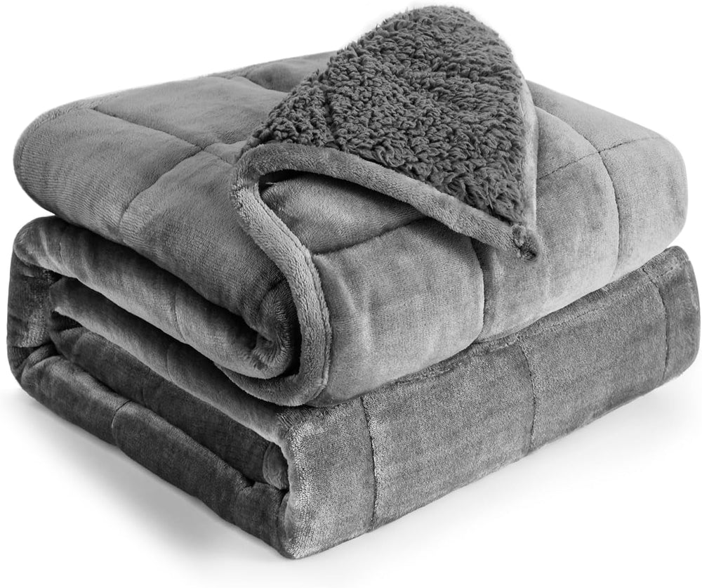 Cottonblue Weighted Blanket 6.8kg Queen Size Flannel Shaggy Sherpa Weighted Blanket for Adults Comfortable Weighted Blankets for Soothing and Relaxing Heavy Comforters 152.4 X 203.2 Naty Shop Quilts & Quilts Gray 48 X 72 12 Lb