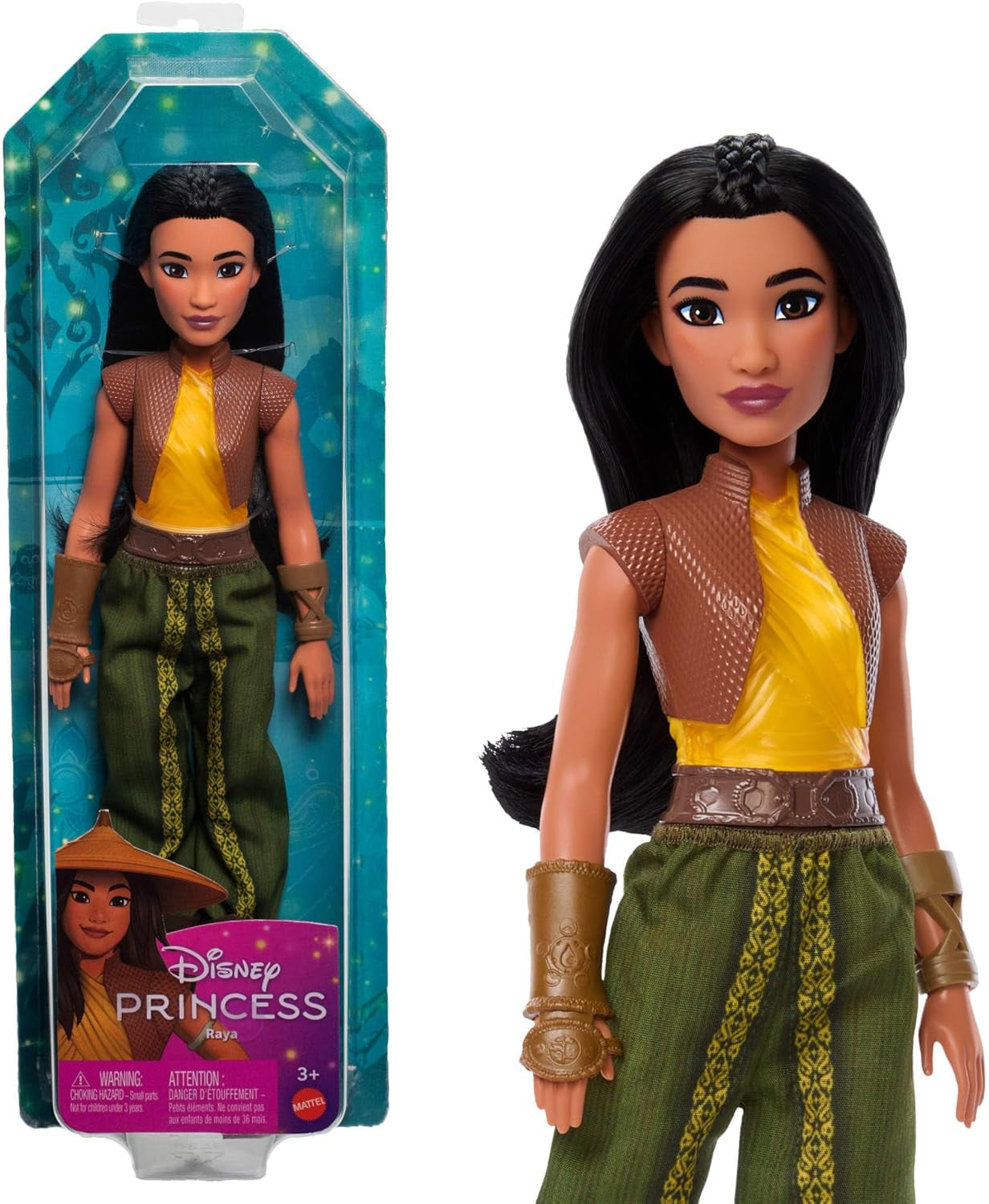 Mattel DISNEY Prinzessin Cinderella - Bewegliche Puppe mit glitzerndem Outfit, abnehmbaren Schuhen und Diadem, kämmbares Haar für Frisierspaß, für Kinder ab 3 Jahren, HLW06