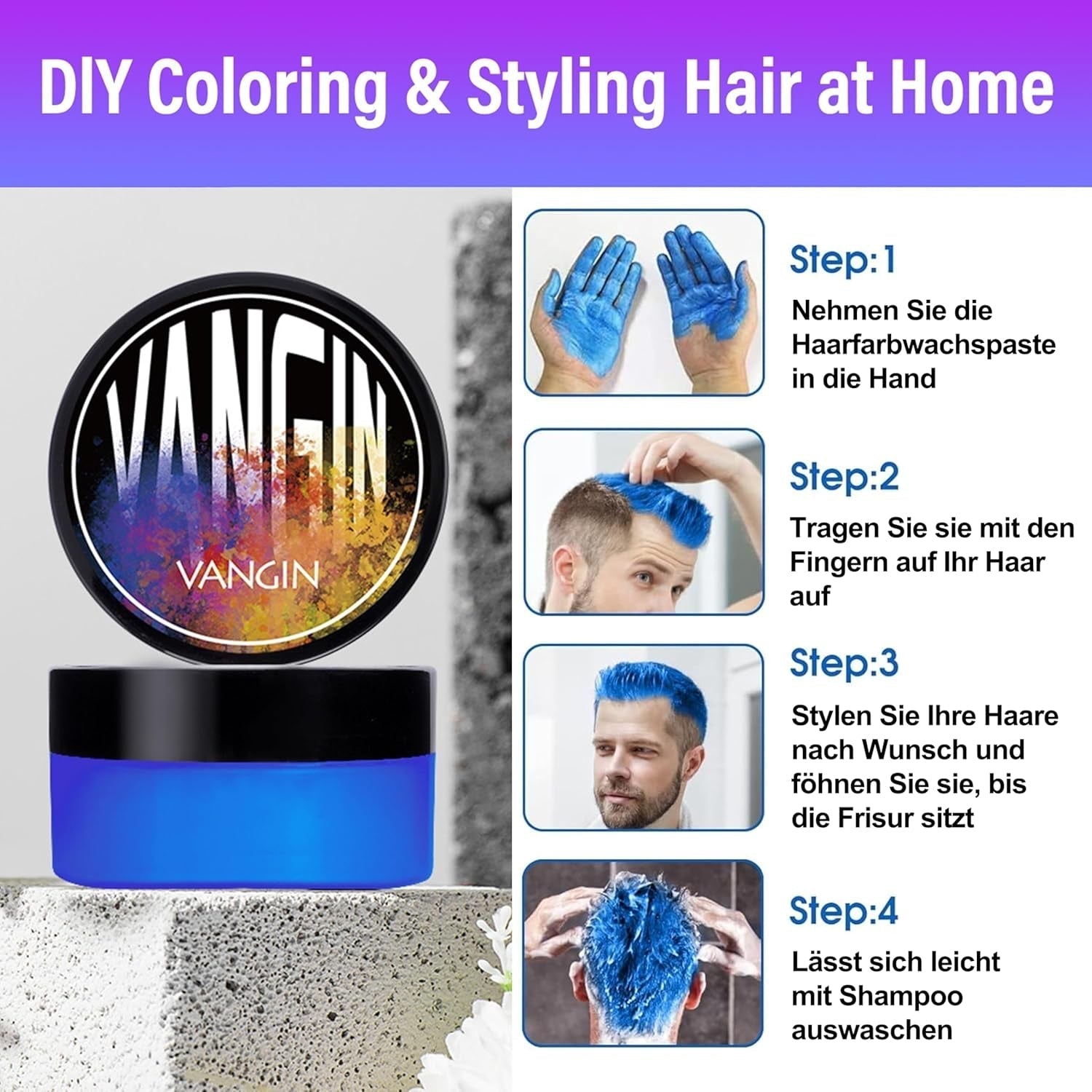 Vopsea de păr temporară verde, Styling Hair Tone pentru bărbați femei, Pomadă pentru coafură naturală, Ceară de vopsit părul pentru petreceri, Cosplay & Halloween, Crăciun, Vopsea de păr temporară cremă (100g, verde) Vopsea pentru par Naty Shop