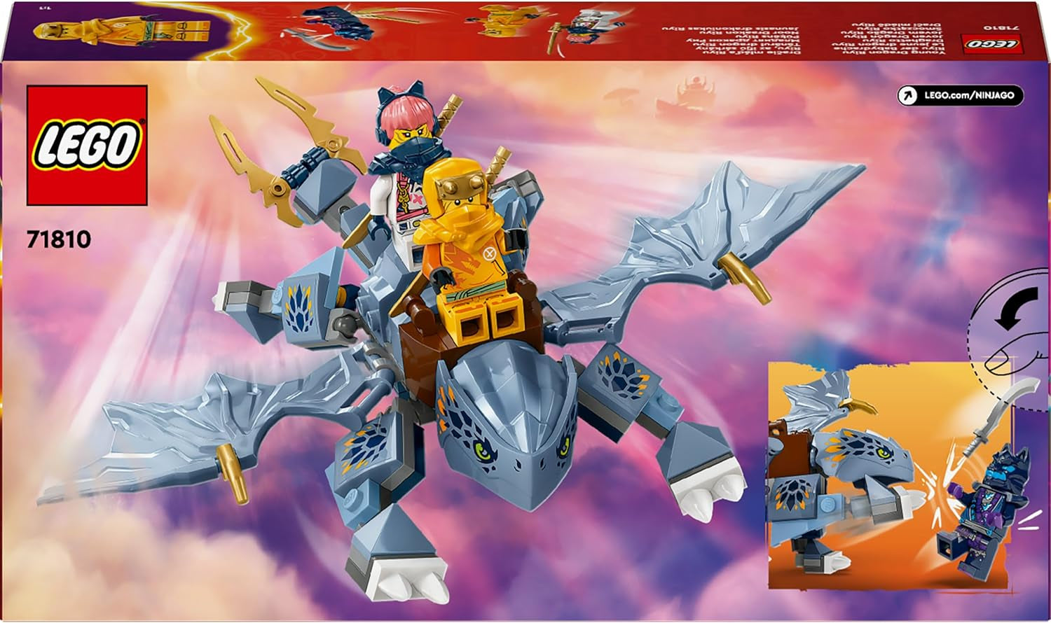 LEGO NINJAGO Riyu The Baby Dragon Dragon Toy with 3 Mini Figures Buildable Ninja Toy for 6 Years Old Boys and Girls Action-packed Gift for Kids 71810 Building Sets Besuche den LEGO-Store