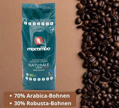 Mocambo Naturale Biologico Fairtrade Verde Inchis 1000g | 70% Arabica, 30% Robusta | Cafea picant și cu nuci | DE-ÖKO-006