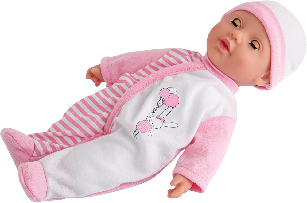 Simba 105140020 - My Love Baby Talk Soft Body Doll with Sleepy Eyes in Cute Dress Makes 24 Baby Sounds 30cm Baby Doll from 2 Years White Pink Naty Shop Dolls
