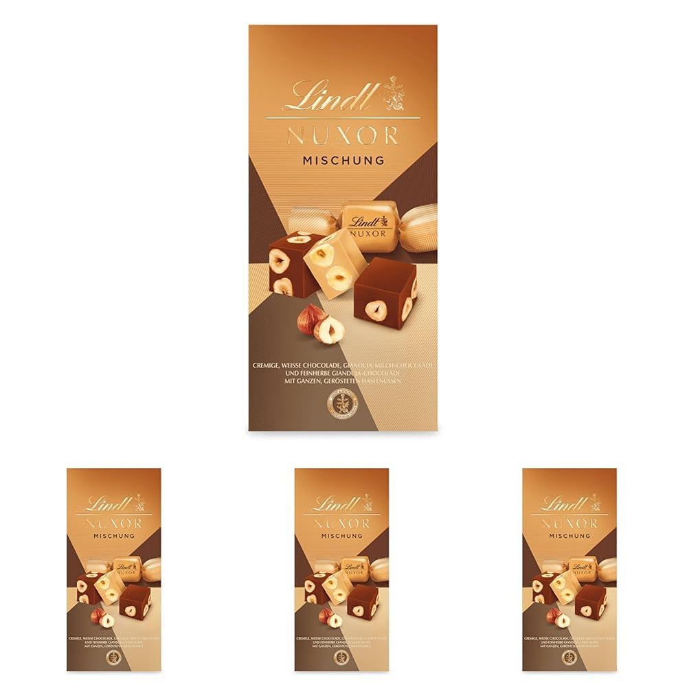 Lindt Chocolate | Mix for bag NUXOR | 103g | Gianduja Creamy Chocolate Cubes in Three Assortments with Roasted Whole Hazelnuts | Chocolate gift