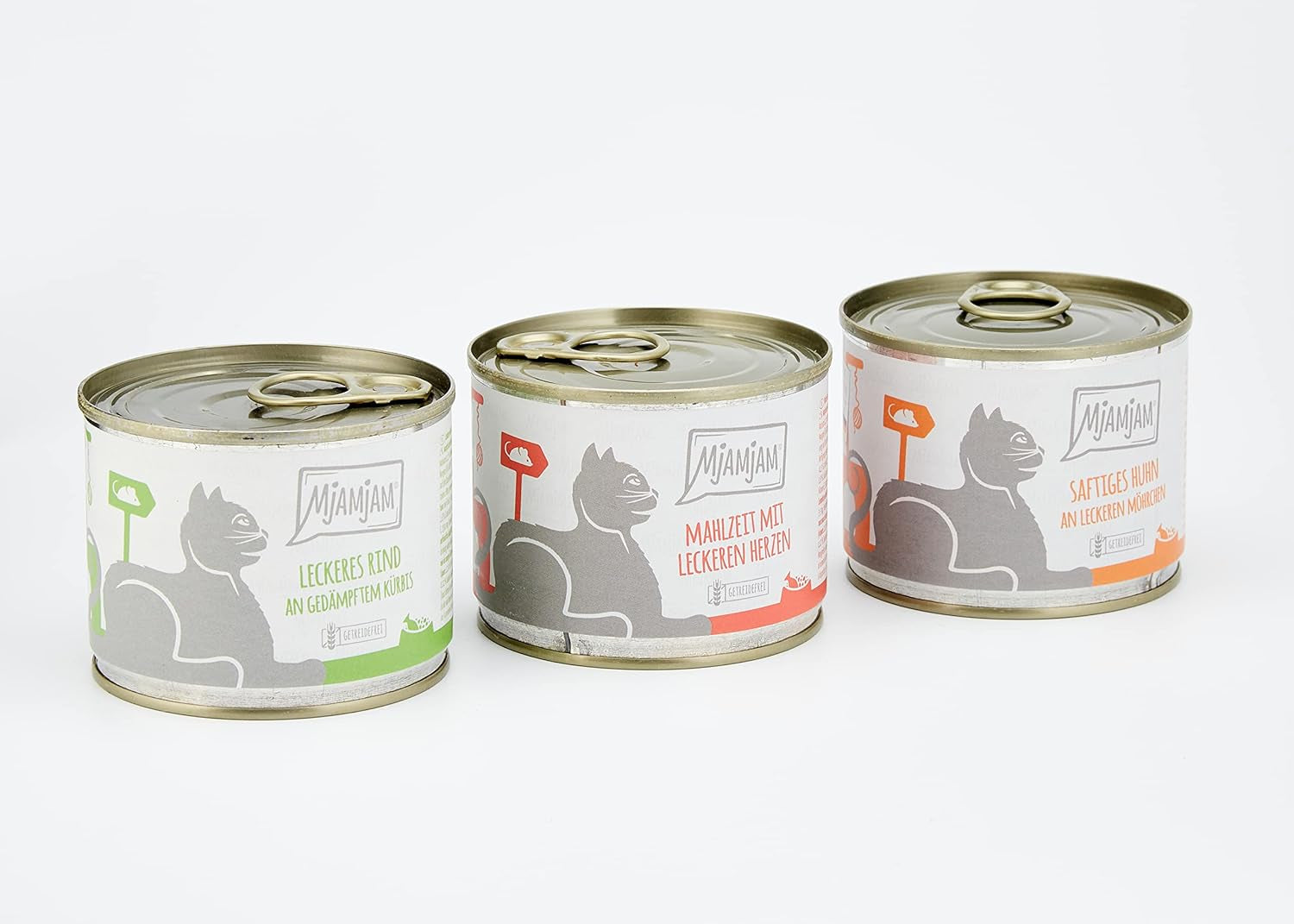 MjAMjAM - Hrană umedă premium pentru pisici - Pachet mixt I - Pui, Vită, Inimi, pachet de 6 (6 x 200 g), fără cereale cu carne suplimentară