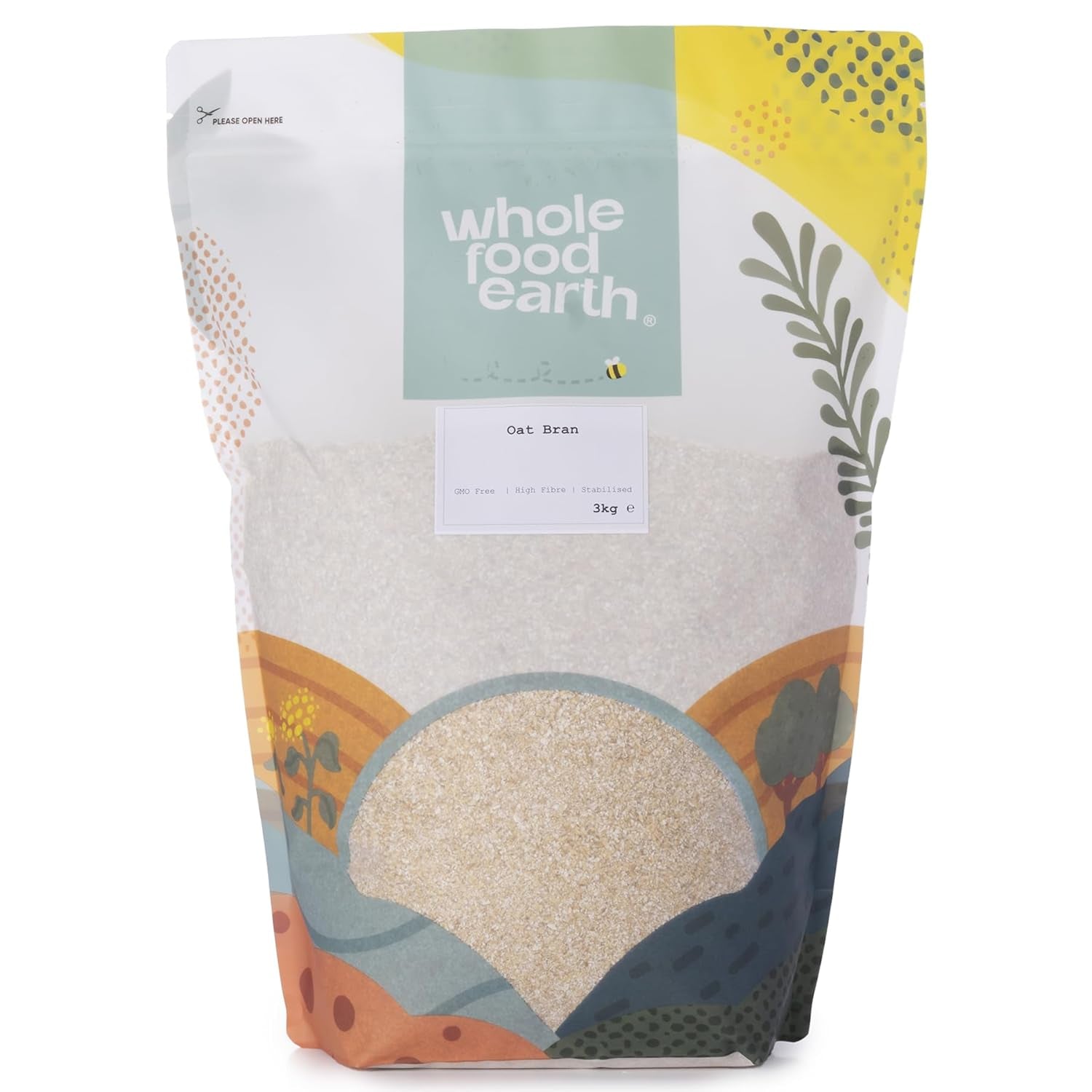 Wholefood Earth stabilized oat bran 2 kg | Non-GMO | Rich in fiber
