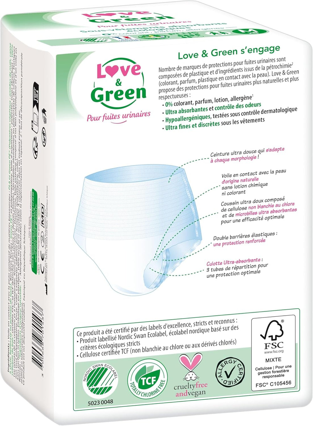 Adult hypoallergenic and eco-friendly absorbent underwear, size M, 8 pieces
