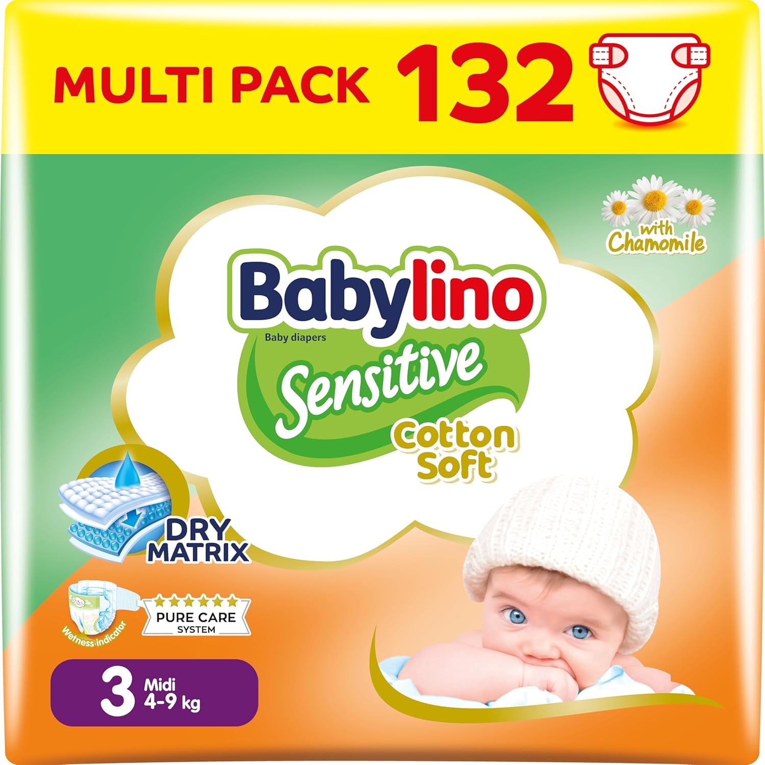 Diapers for sensitive babies, size 7, extra large plus (+15 kg), 14 pieces