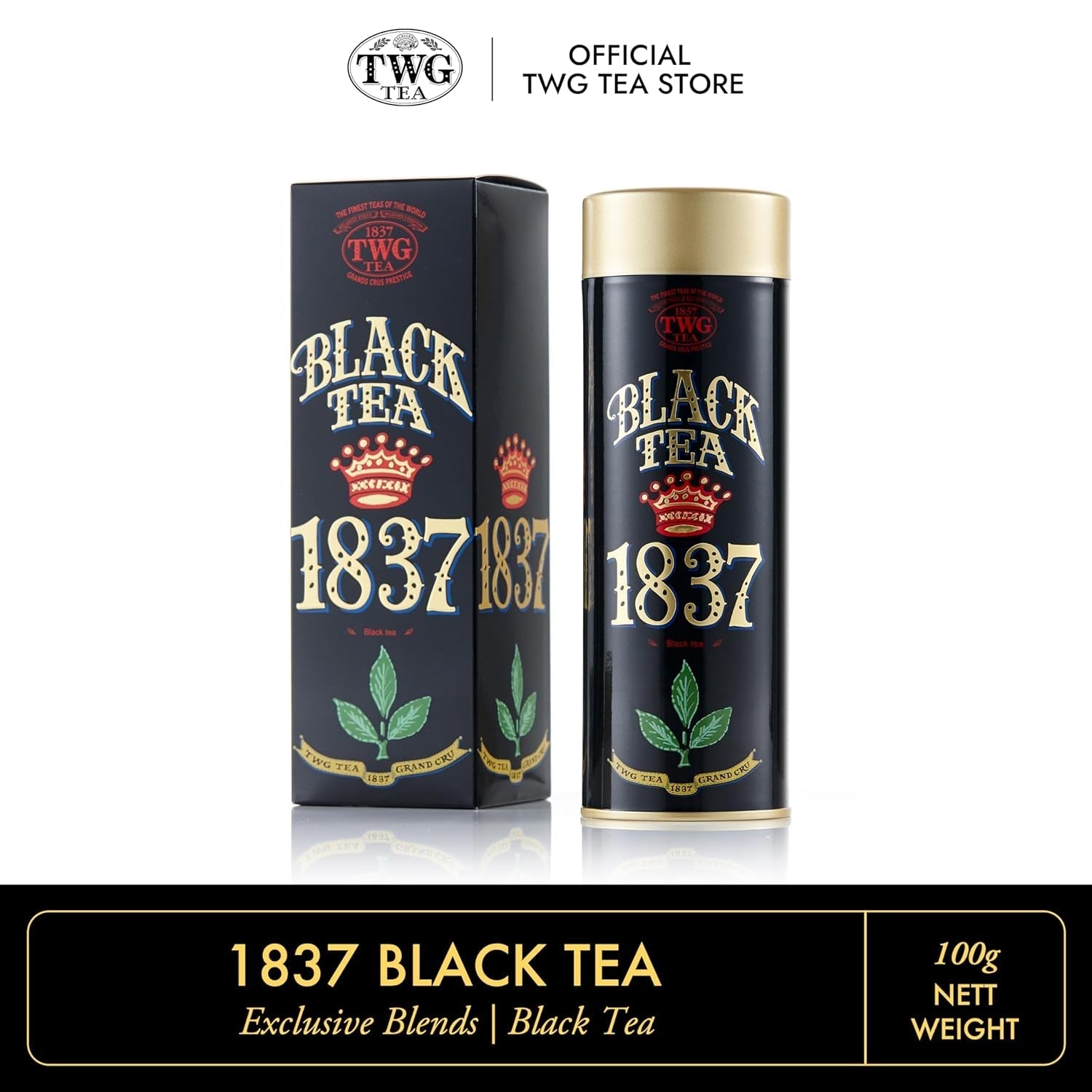 TWG Tea | 1837 Black Tea | Ceai negru | Fructe și flori | Cutie Haute Couture, 100 g | Set cadou