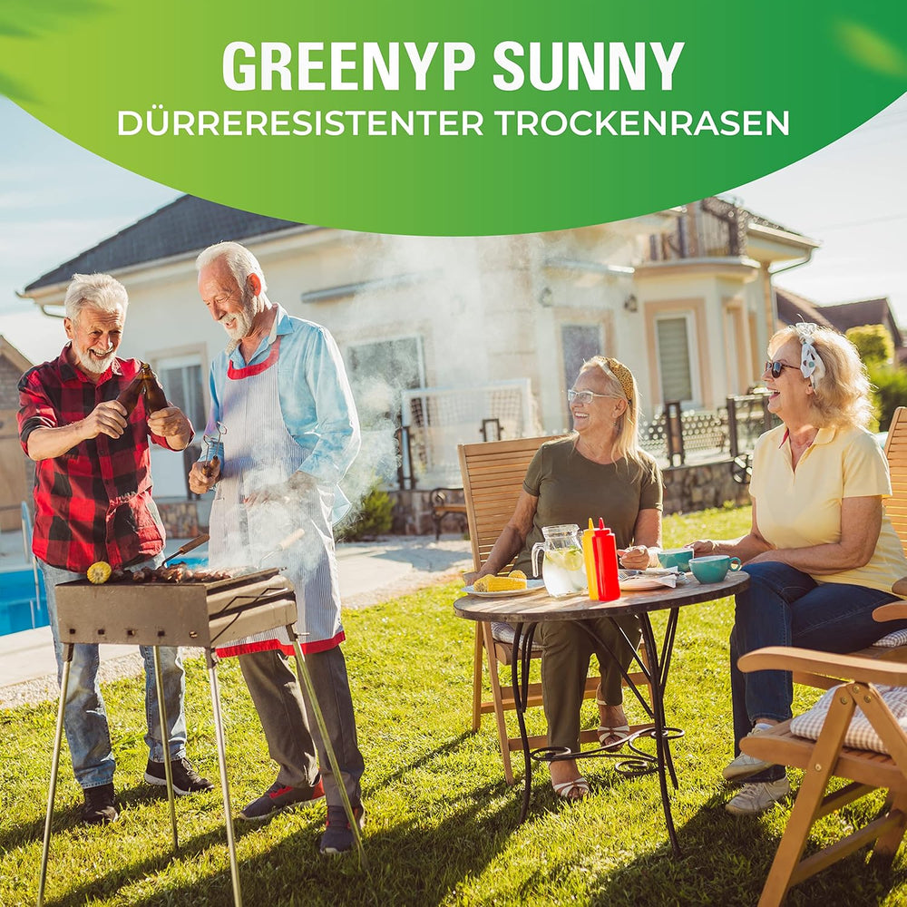 Greenyp® Sunny I Dürreresistenter Trockenrasen I 0,2Kg Für 10M² I Grassamen Rasensamen Rasensaat Gras Nachsaat Schnellkeimend