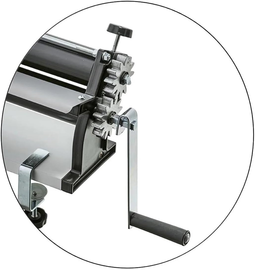 DKN Pizza Dough Roll Machine with Hand Crank, 48.8 cm, Noodle Machine, Teigfolie with Anti-Haft Rolls and Dicken Control – Construction aus massive Stahl und Aluminium