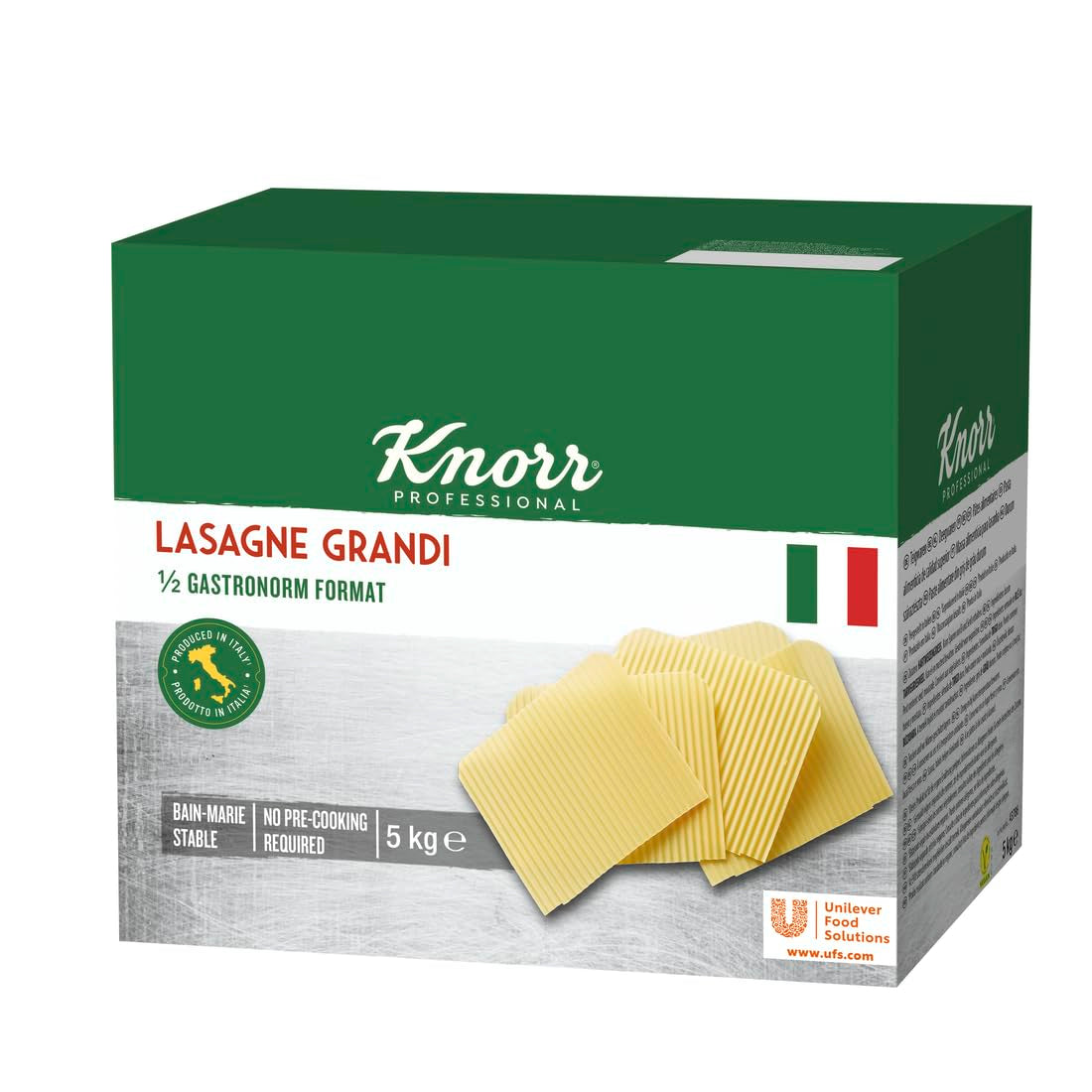 Lasagna Grandi Knorr 1/2 size Gastronorm - corrugated dough sheets for pasta - large package, 5000 g