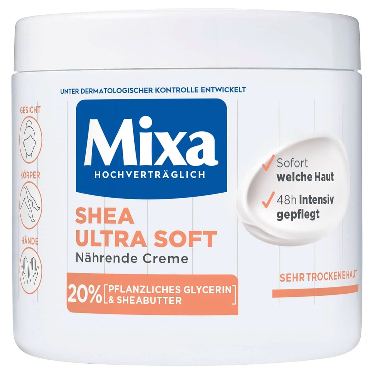 Mixa Shea Nourishing Cream, pentru față, corp și mâini, 400 ml Cosmetice si Infrumusetare Naty Shop