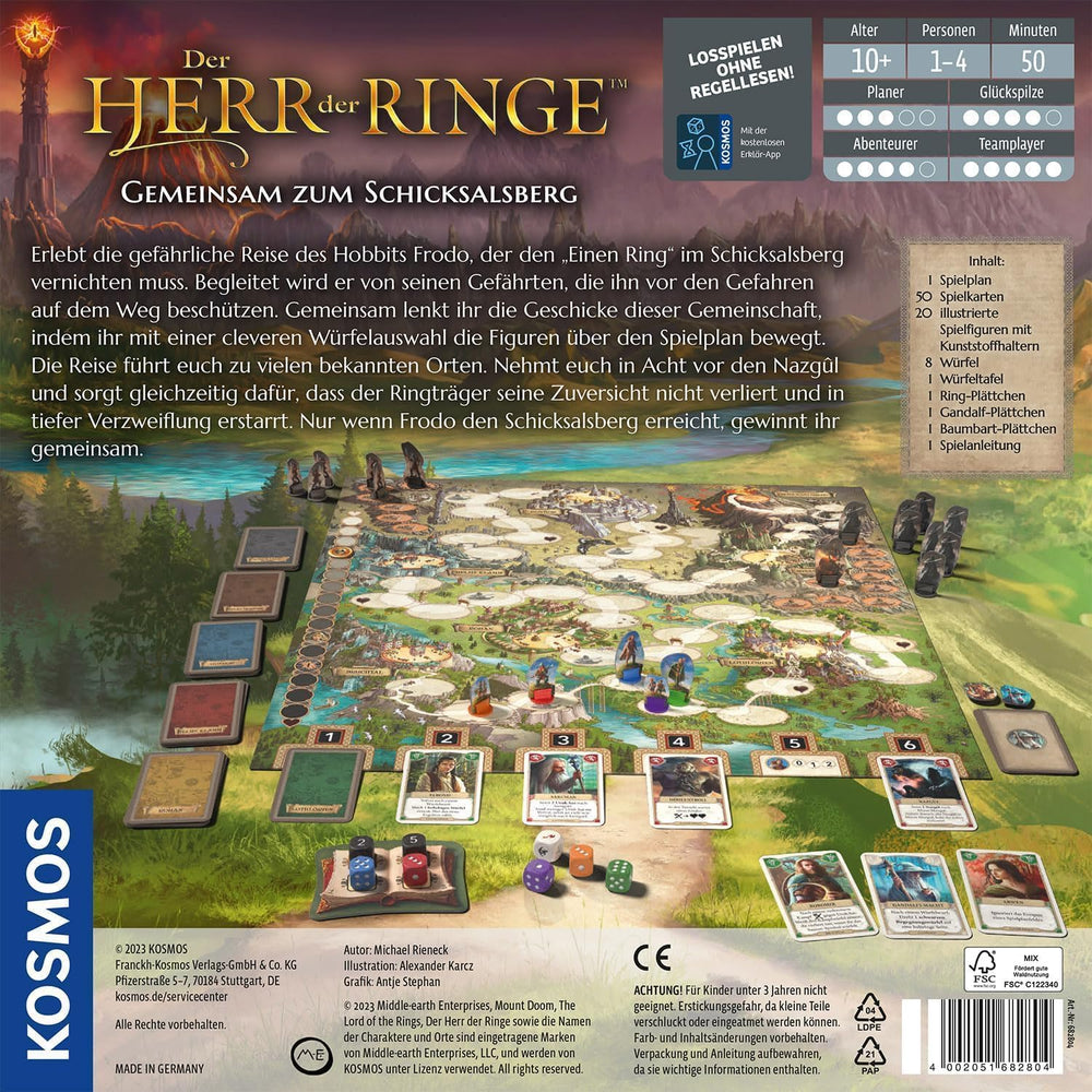 KOSMOS 682804 The Lord of the Rings - Together to the Dome Mountain Cooperative Family Game 1-4 Players Ages 10+ Adventure Game Addictive Board Game