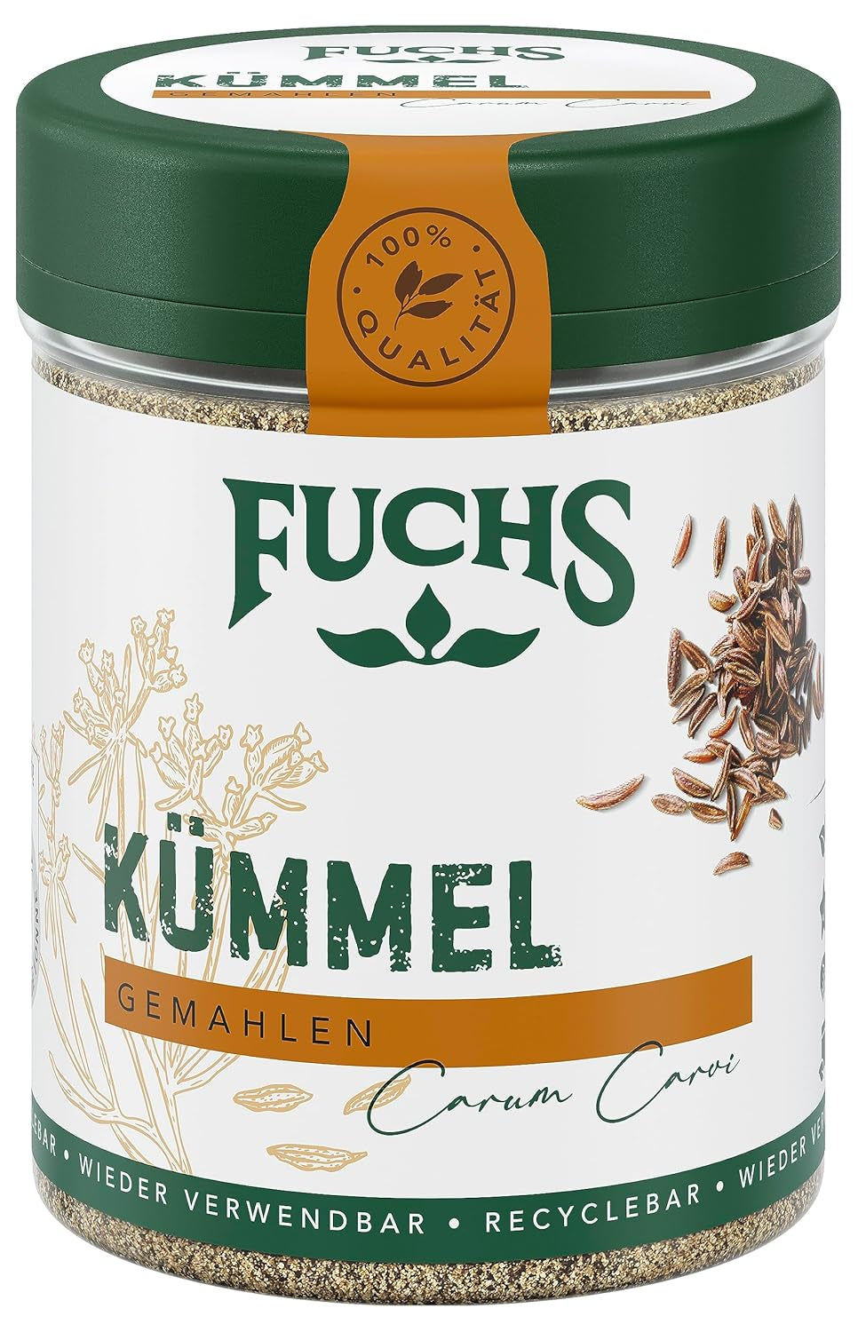 Fuchs Gewürze - Kümmel gemahlen - klassisches Gewürze für daftige Gerichte wie Chili con Carne - natural ingredients - 55 g in wiederverwendbarer, recyclebarer Dose